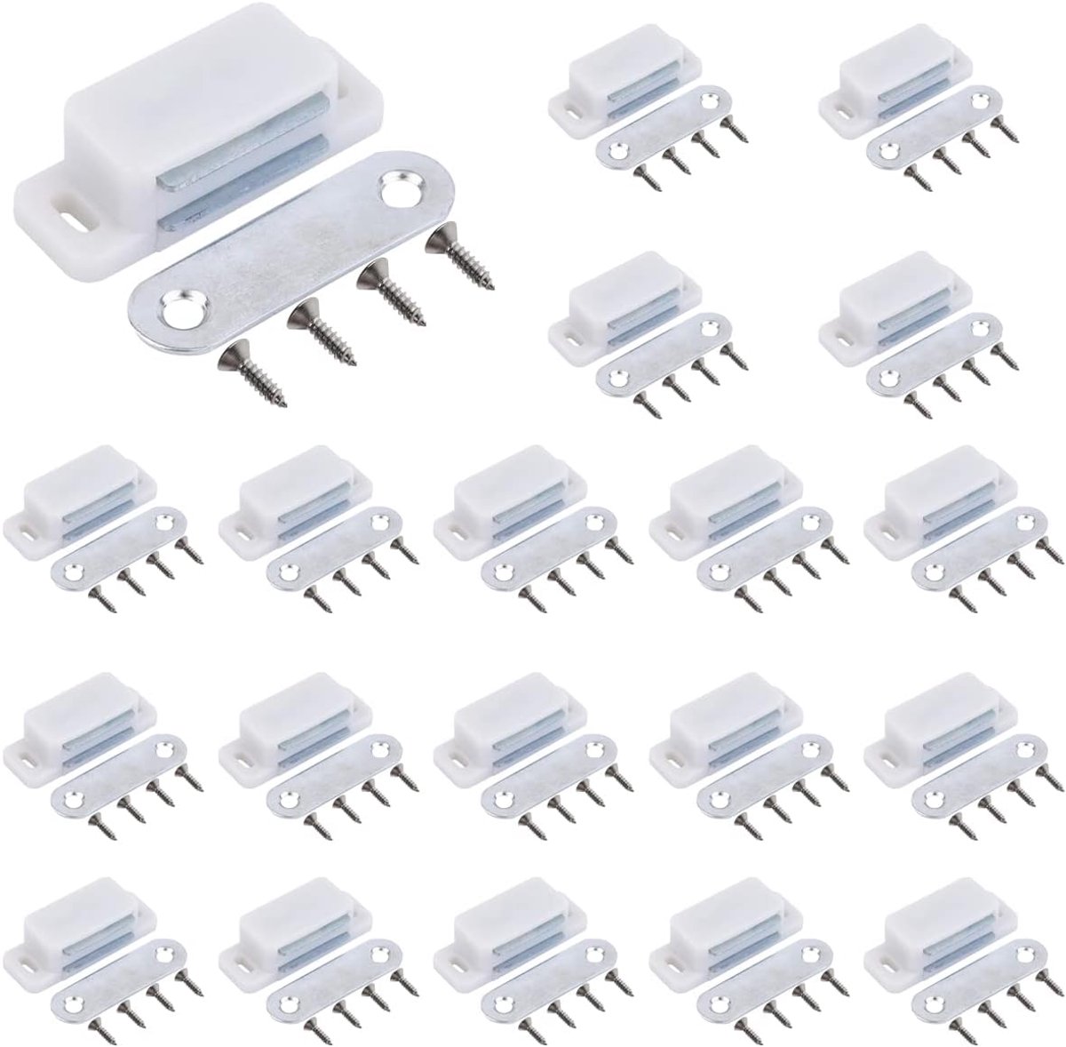 Set van 20 magnetische deurklemmen met 80 stuks schroeven | Magnetische sluitingen voor kasten | Deurmagneten voor kasten | Magneten voor kastdeuren/laden - Garderobemagneten voor deuren