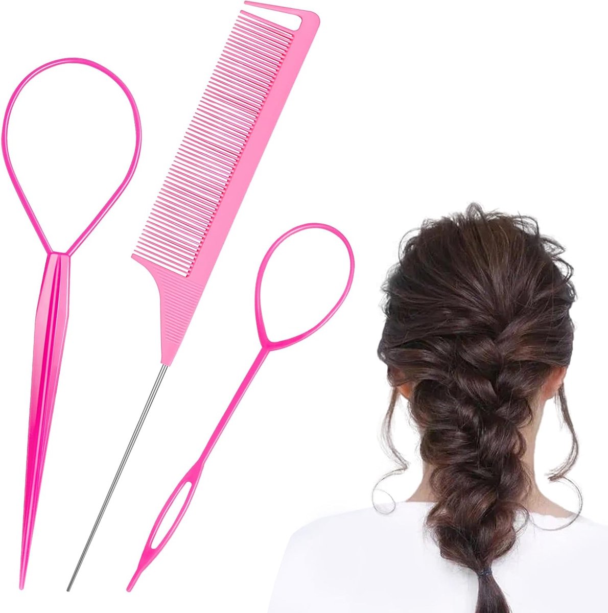 haartwister vlecht hulp voor doe-het-zelf kapsels, roze kapselhulp, knot styler, vlechthulp haar