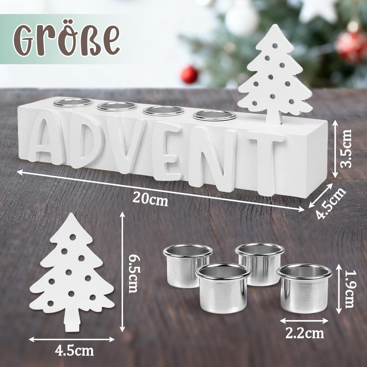 adventskrans, adventsstuk, langwerpige adventskandelaar, hout, adventskrans, modern, adventskaarsdienblad, Kerstmis, adventsdecoratie, tafeldecoratie, kerstdecoratie – foto 7