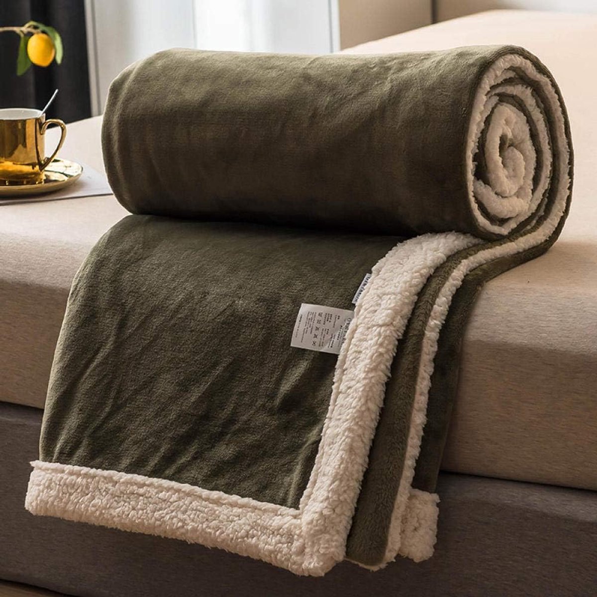 Dekens Reisformaat - Superzachte donzige warme stevige bedspreien voor bank Microfiber deken -groen_200x230cm