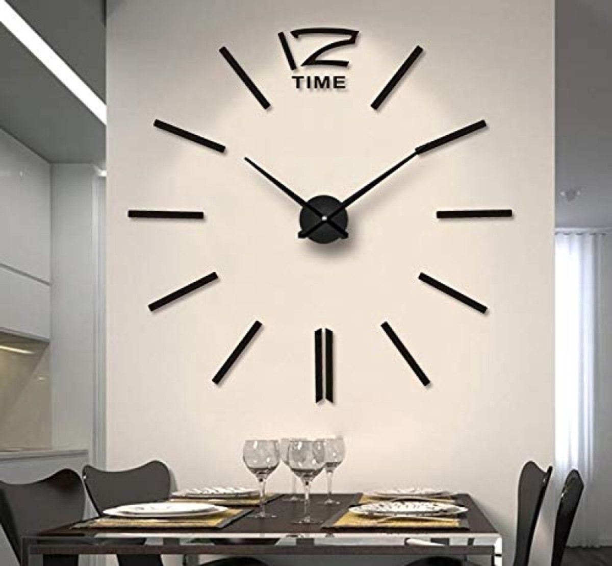 SnelShoppen - Moderne DIY Grote Wandklok Big Wrist Watch Sticker 3D Spiegel Effect Acryl Wandklok Thuis Kantoor Afneembare Decoratie (Batterij Niet In