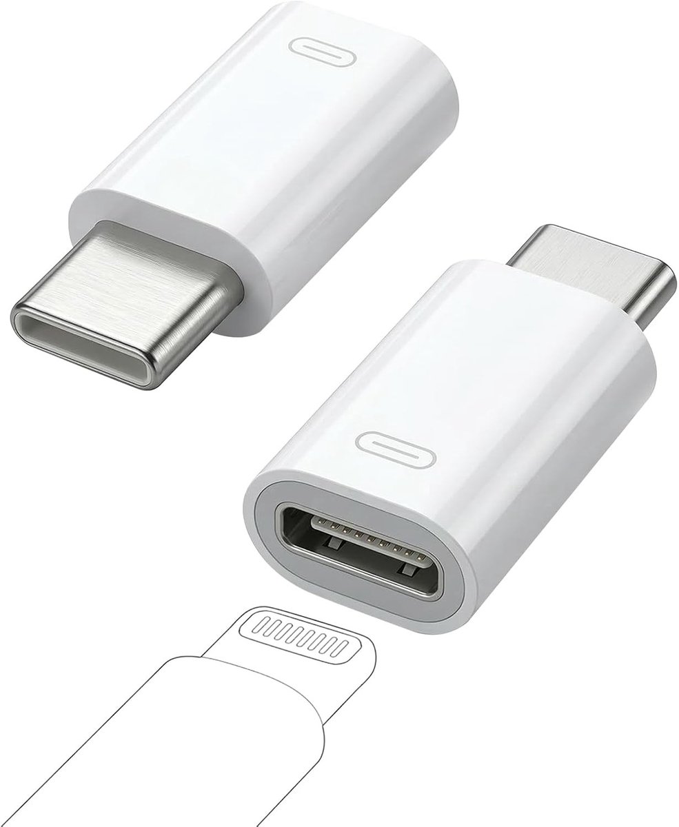 Lightning naar USB C-adapter, 2 stuks, 27 W PD met snel opladen, gegevensoverdracht, compatibel met iPhone, iPad en MacBook