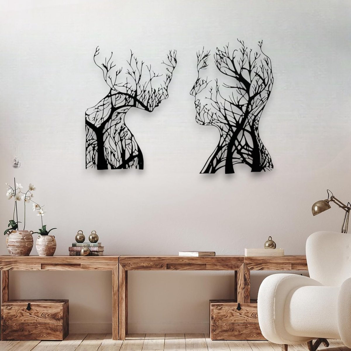 Levensboom Wanddecoratie, Wandbeeld van Metaal Zwart, Huis Wandkunst-decoratie, Moderne Decoratie, Afbeeldingen voor Thuis Kantoor Slaapkamer, Woonkamer en Keuken