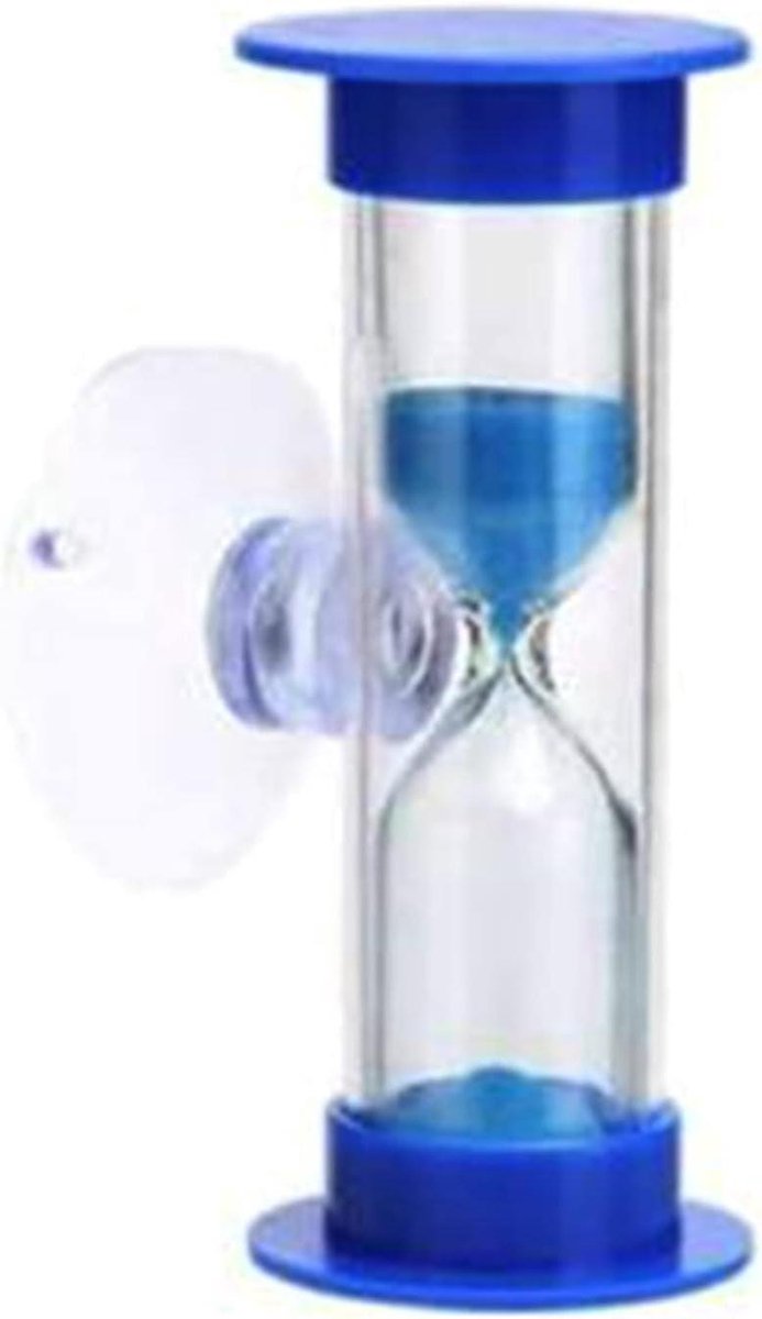 Zandloper Timer - Keukentimer Zandloper - Tandenpoetsen Kinderen - Zuignap Bevestiging - 6 cm Hoog - Blauw