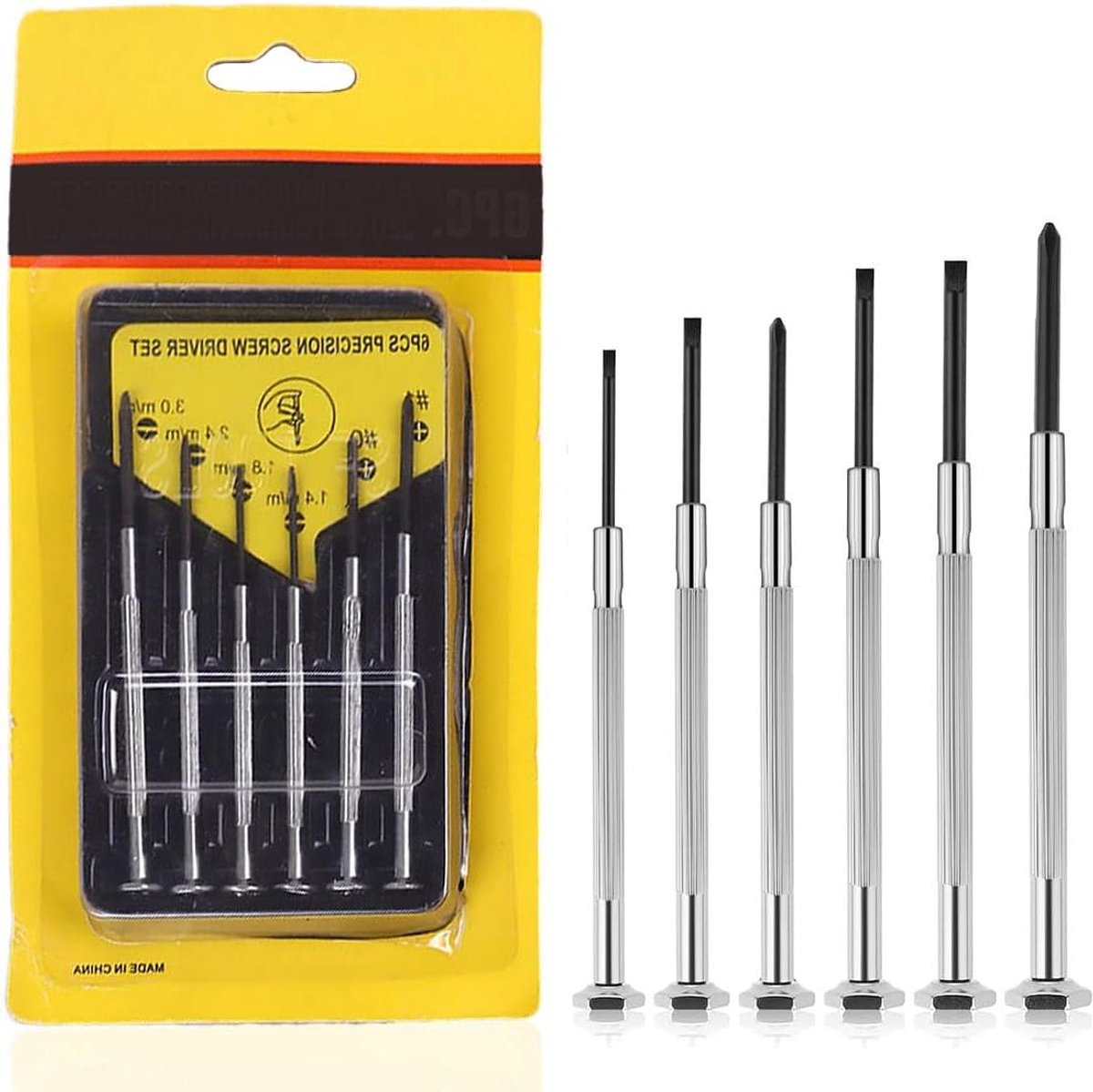 Schroevendraaierset - Precisie gereedschap - Kleine reparaties - 6-in-1 functie - Compact formaat - Zilverkleurig