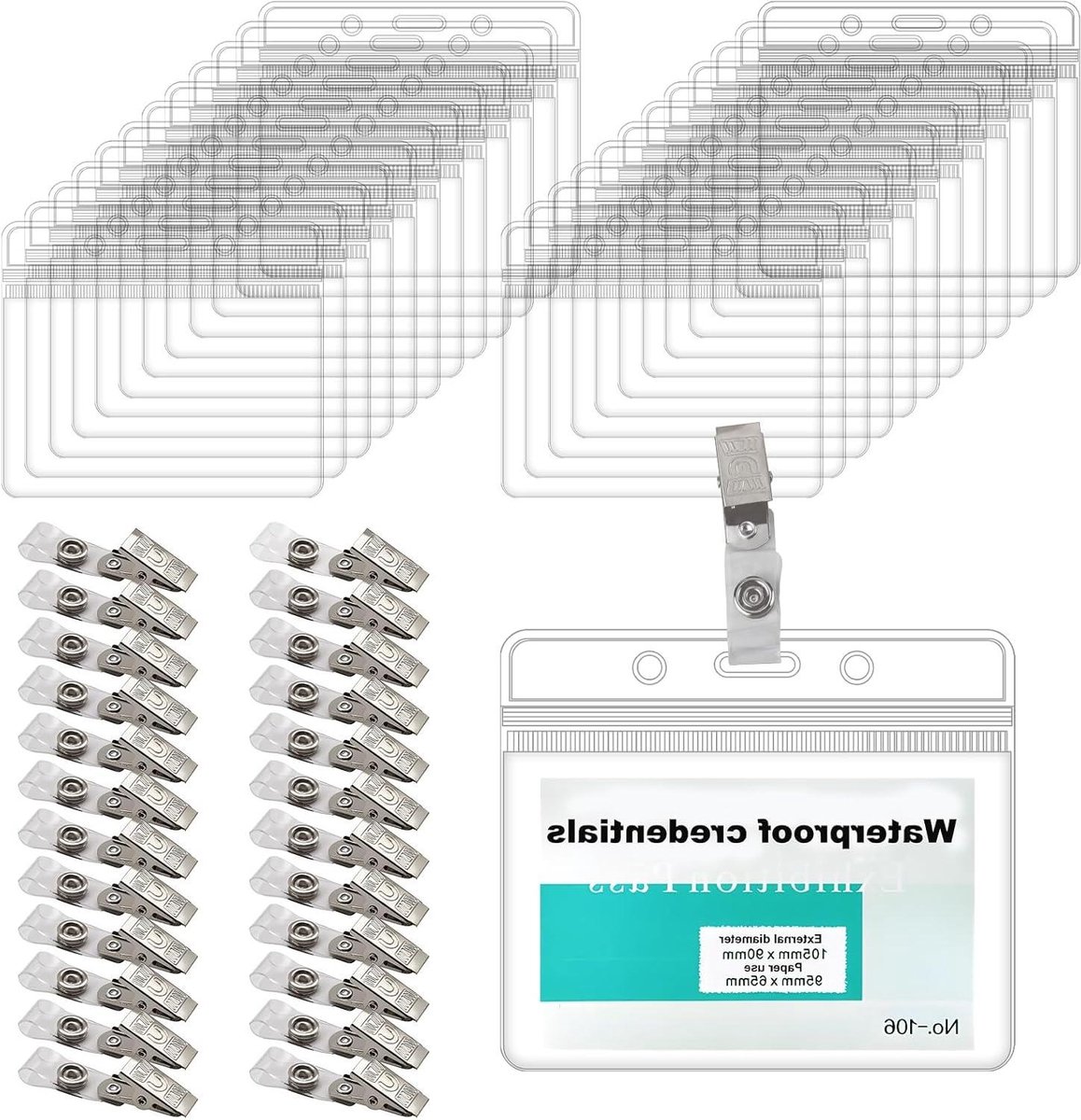 ID-kaarthouders Set - Naamplaatjes Houders - Documenten Bewaren - Waterdicht PVC - 25 Stuks - Transparant