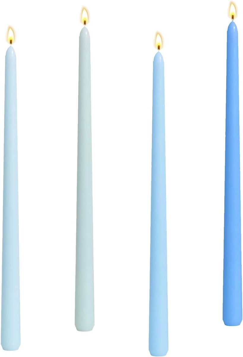 Blauwe Staafkaarsen - Kleine puntkaarsen - Tafeldecoratie - Druppelvrij en geurloos - 4 stuks 25 cm - Blauw