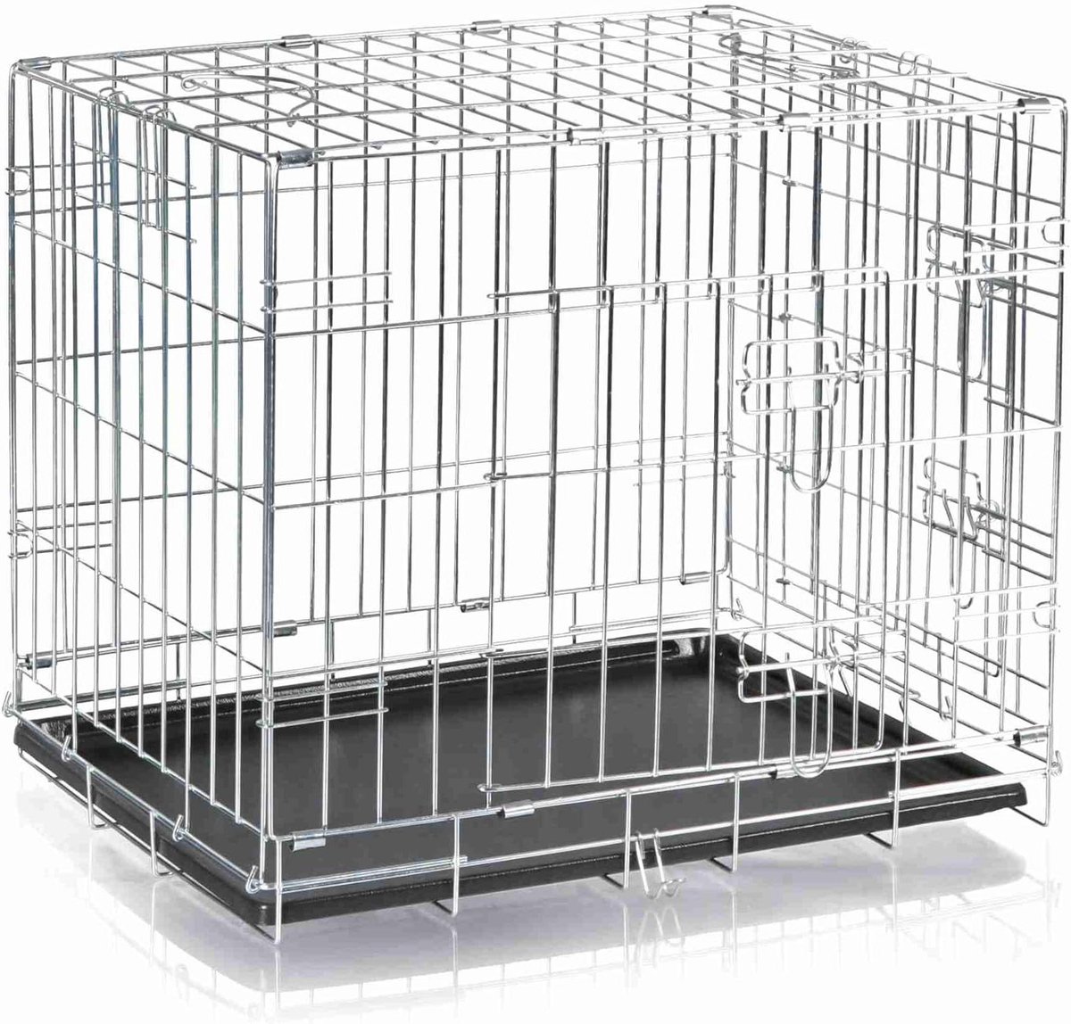 Transportkooi Hond - Reismand Bench - Veilig Vervoer - Twee Toegangsdeuren - 64 x 54 x 48 cm - Zilver