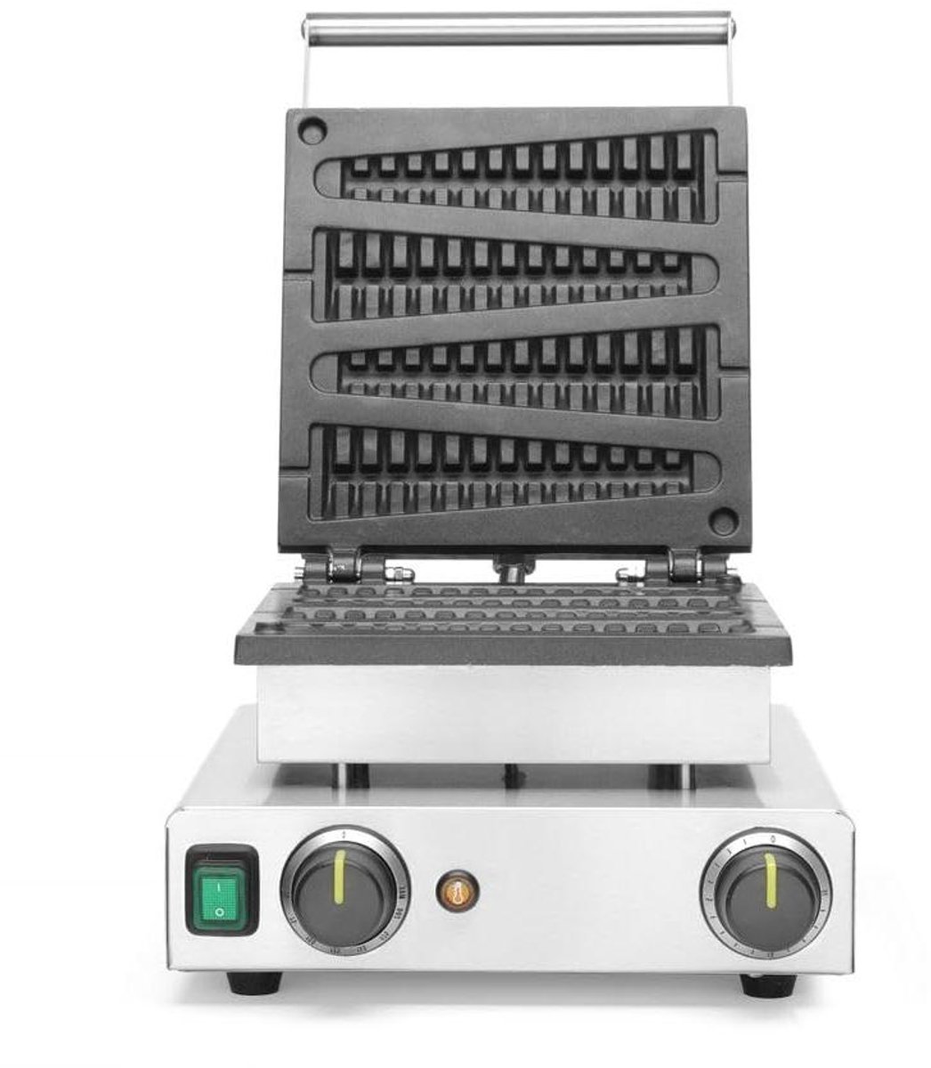 Wafelijzer Lolly - Wafelmaker Stokje - Leuke Snacks Maken - 4 Wafels Tegelijk - 31x39.5x23 cm - Zilverkleurig