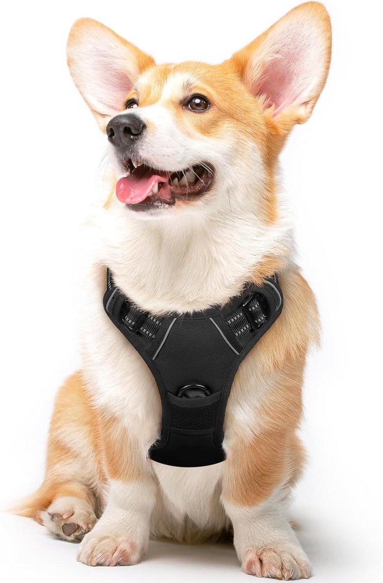 Hondentuig - Harnas Hond - Veilig Wandelen - Anti-trek Ontwerp - Maat M - Zwart