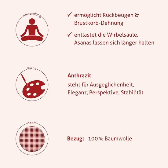 Yoga Bolster - Yoga Roll - Ontspanning Oefenen - Verstelbare Hardheid - 24 cm Diameter - Antraciet — afbeelding 4