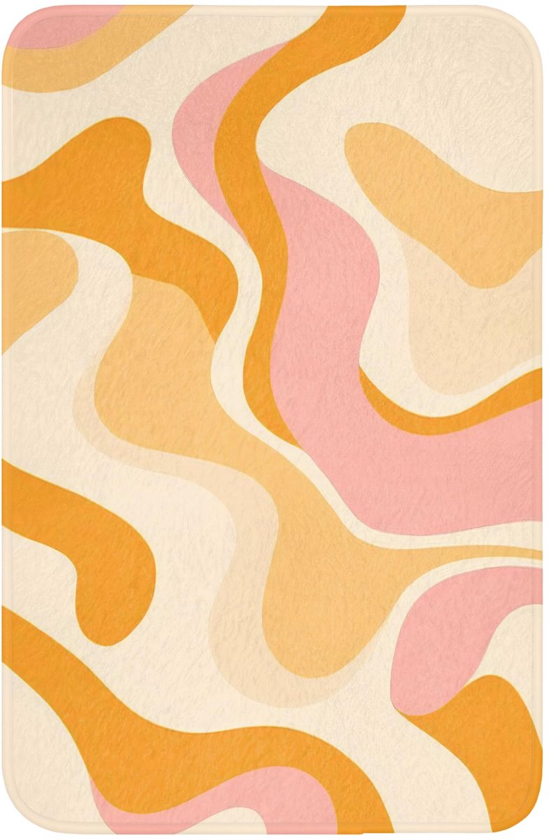 Badmat Rechthoekig 40x60 cm Badkamer Bath Mat Douchemat Antislip Wc Badkamermat Memory Foam Wasbaar Bathroom Toilet Mats Washable Abstract - Golvend - Oranje