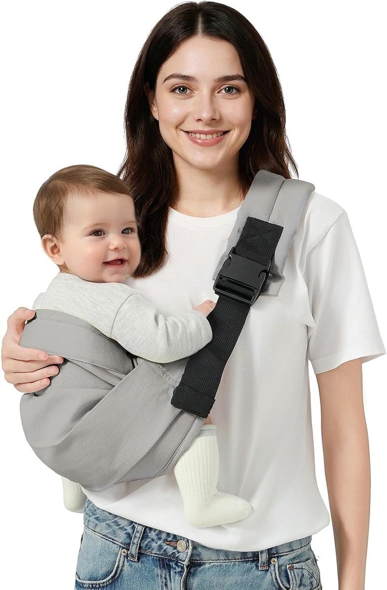 Draagzak baby - Baby heupstoel - Baby dragen - Heupgezond gecertificeerd - One size fits all - Grijs
