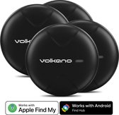 Volkano GPS Tracker - Werkt met Apple Find My & Android Find my Device - Bluetooth Tracker - Zwart - 4 Pack