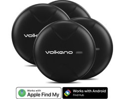 Volkano GPS Tracker - Werkt met Apple Find My & Android Find my Device - Bluetooth Tracker - Zwart - 4 Pack