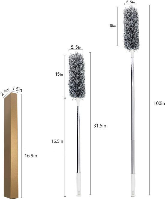Microvezelstofdoek met verlengstang en buigbare kop, 254 cm, voor het reinigen van hoge plafonds, plafondventilatoren en lastig bereikbare plekken — afbeelding 2