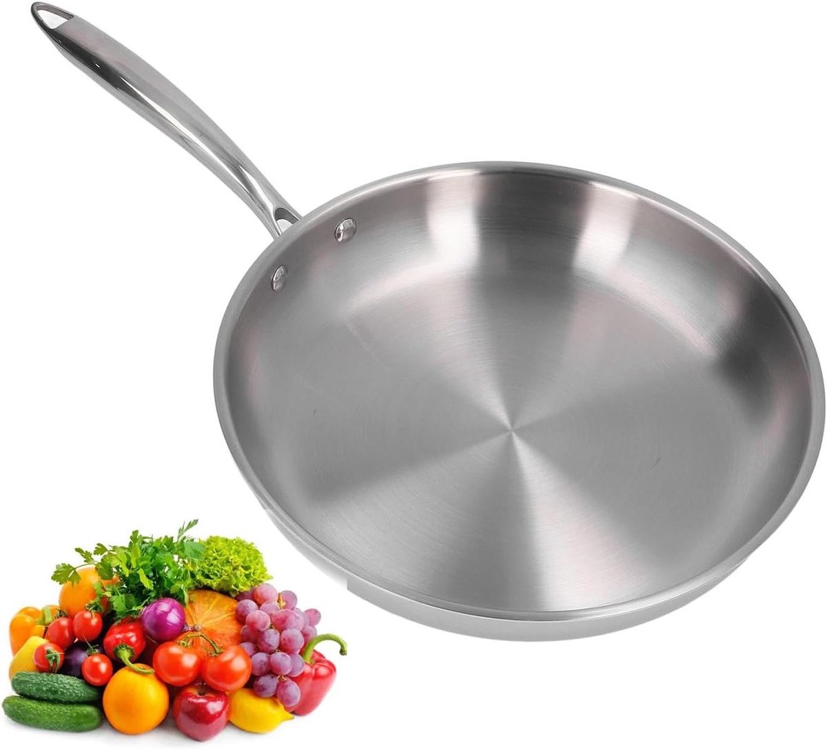Koekenpan RVS Koekenpan Koken 3-laags Constructie 30 cm Zilver