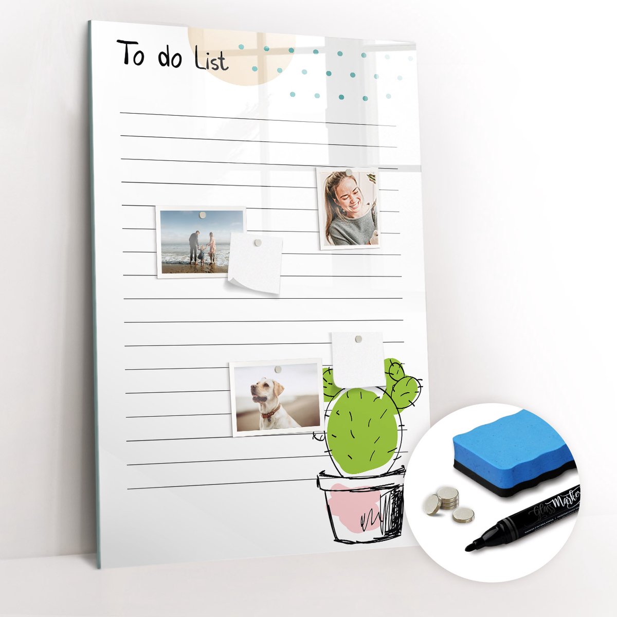 Tulup Whitebord - Dagelijkse takenlijst - 60 x 90 cm - Wit Magneetbord Foto - Gratis 5 Sterke Magneten + Whiteboard Marker & Wisser - Scandinavisch Design Bord - Memobord Magnetisch - Notitiebord Werkplek