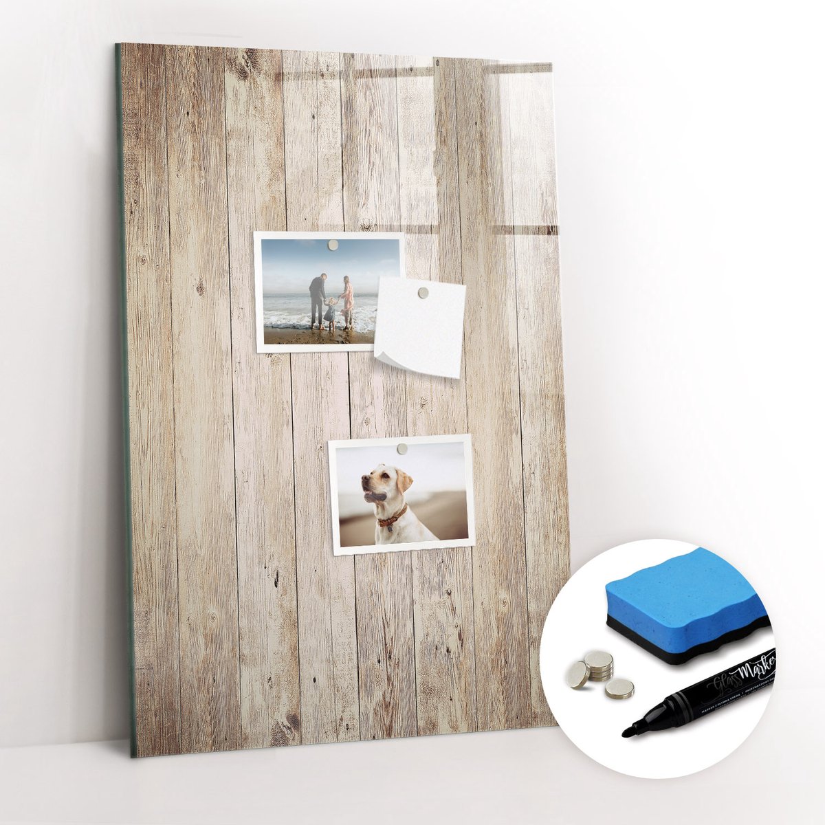 Tulup Whitebord - Houten planken - 40 x 60 cm - Bruin Memo Bord - Gratis 5 Sterke Magneten + Whiteboard Marker & Wisser - Interieur Accessoires Kantoor - Magneetbord Design - Planning Muur