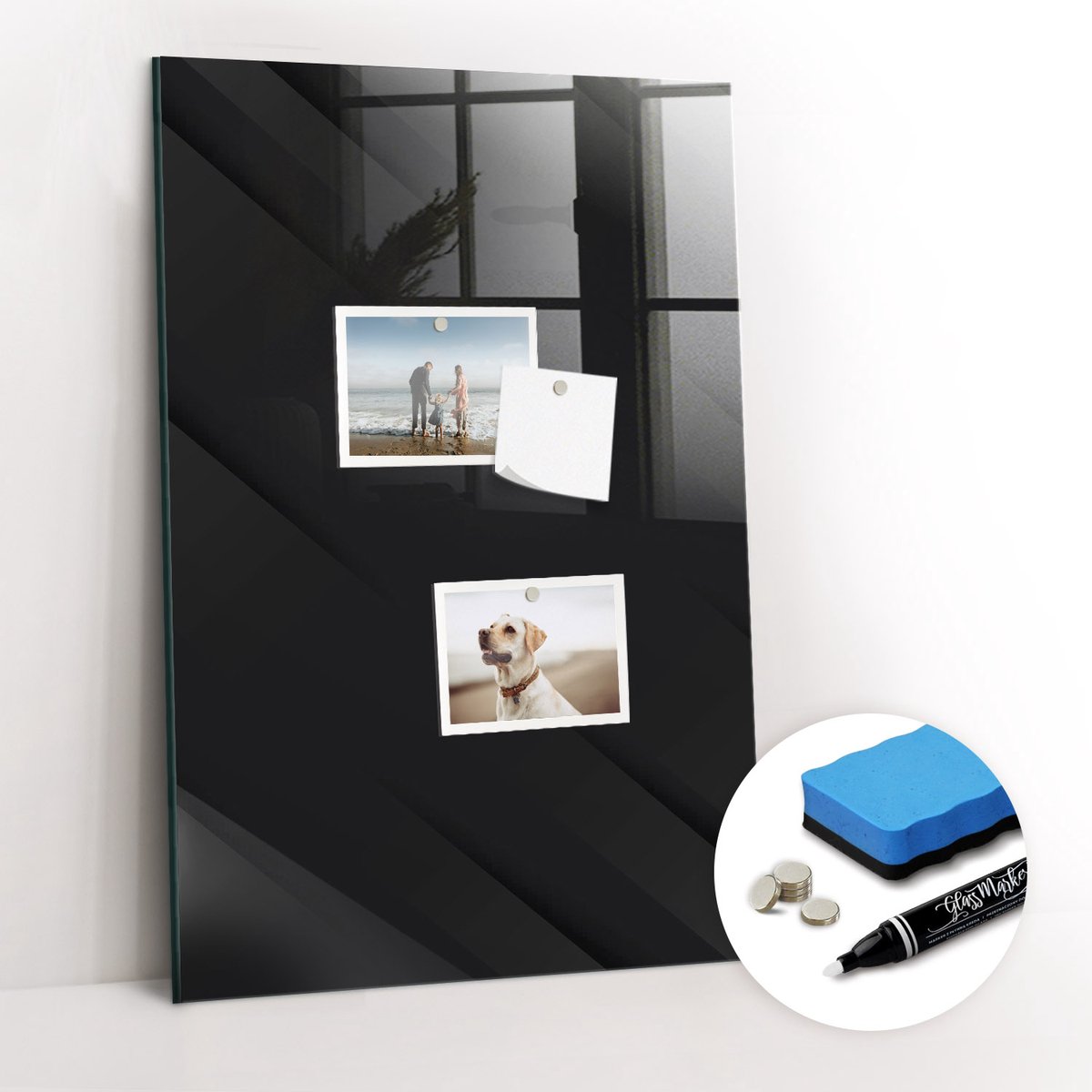 Tulup Whitebord - Canvas in één kleur - 40 x 60 cm - Zwart Magneetbord Foto - Gratis 5 Sterke Magneten + Whiteboard Marker & Wisser - Stylish Memo Board - Magnetisch Bord - Planning Muur