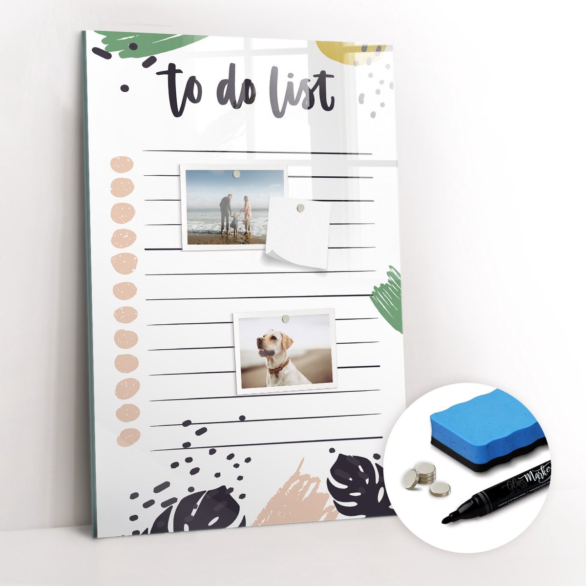 Tulup Whitebord - To-do notitieplanner - 40 x 60 cm - Veelkleurig Magnetic Board - Gratis 5 Sterke Magneten + Whiteboard Marker & Wisser - Organizer Muur - Magnetic Board - Planning Muur