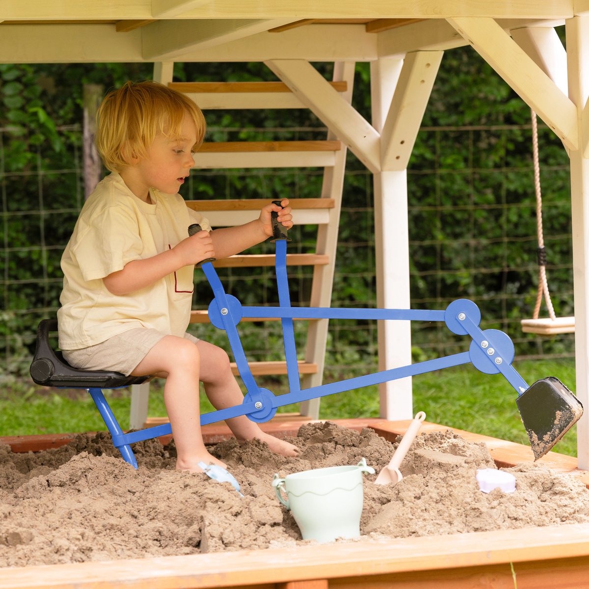 AXI Justin Graafmachine voor Zandbak – Blauw/zwart – 360° Draaibare Speelgraafmachine – Stalen Graafmachine voor Kinderen – Zandbak Speelgoed – Vanaf 3 Jaar — afbeelding 4