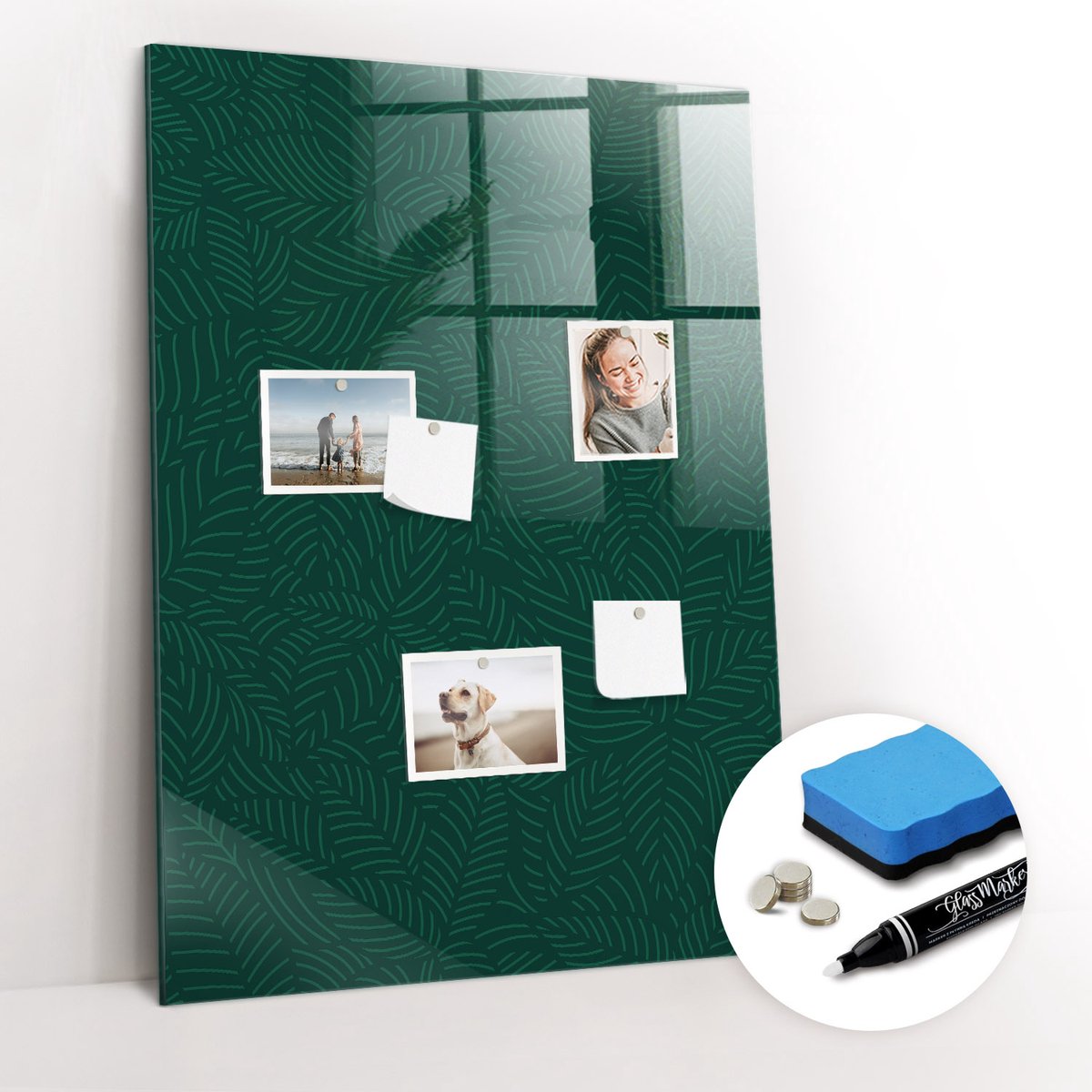 Tulup Whitebord - Bladpatroonlijnen - 70 x 100 cm - Groente Magneetbord Rechthoekig - Gratis 5 Sterke Magneten + Whiteboard Marker & Wisser - Industrieel Wandbord - Magneetbord Keuken - Inspiratiebord Kantoor