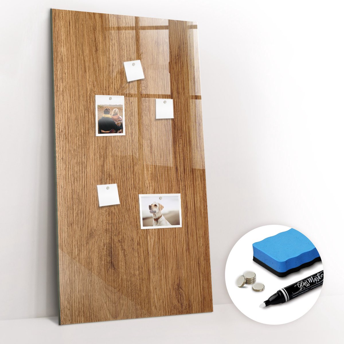 Tulup Whitebord - Licht hout, warme tint - 60 x 120 cm - Bruin Magnetic Board - Gratis 5 Sterke Magneten + Whiteboard Marker & Wisser - Interieur Accessoires Kantoor - Magnet Board - Inspiratiebord Kantoor