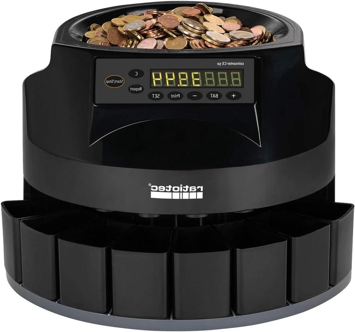 Munttelmachine - Muntenteller Sorteerder - Geld Verwerken - Optel en Bundelfunctie - 200 Munten/Min - Zwart
