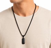 Collier noir homme chaîne à maillons avec pendentif fantaisie géométrique pendentif rectangulaire motif gravé collier avec pendentif 60 cm collier design moderne