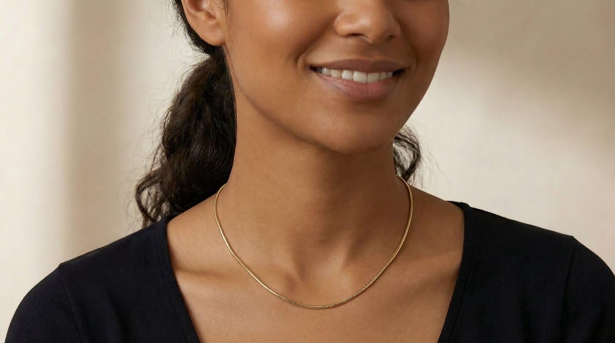 Slangenketting voor dames, goudkleurige slangenketting van roestvrij staal, minimalistische damesketting zonder hanger, 60 cm, luxe cadeau voor vrouwen