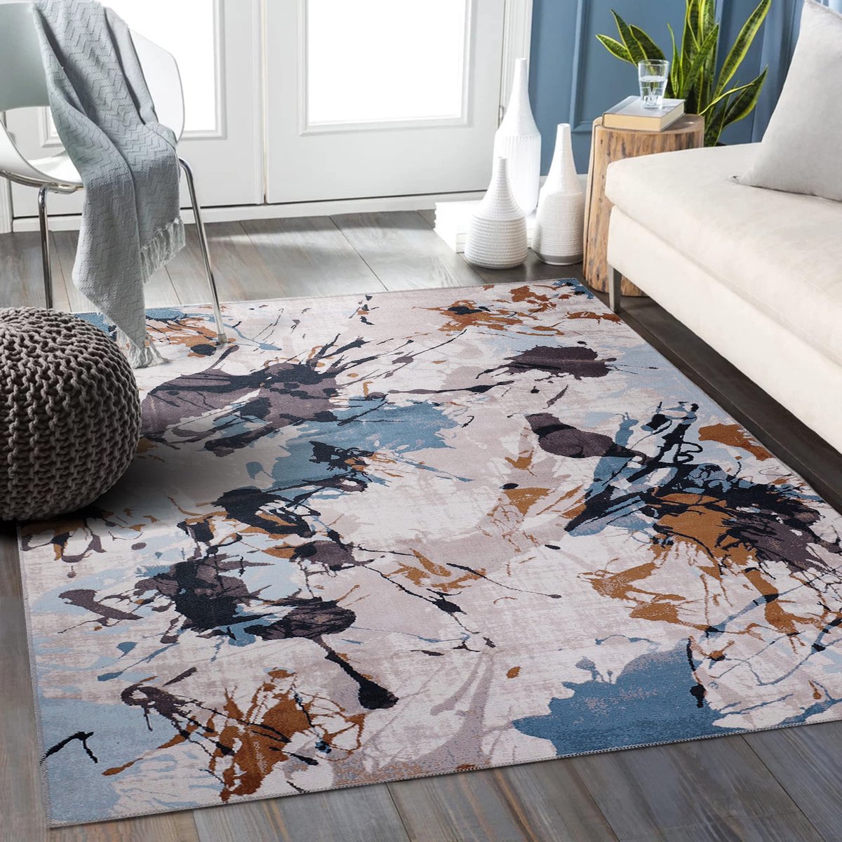 Vloerkleed voor woonkamer, keuken, slaapkamer, eetkamer, entree, lage batterij, voor dieren (meerkleurig, 160 x 230 cm)