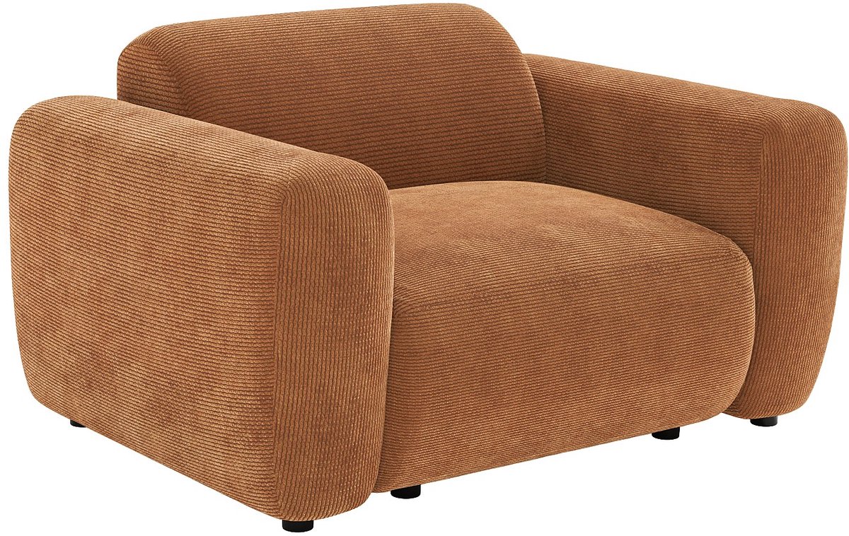 Vente-unique Fauteuil in fijn geribbeld fluweel - Terracotta - Maison Céphy POGNI