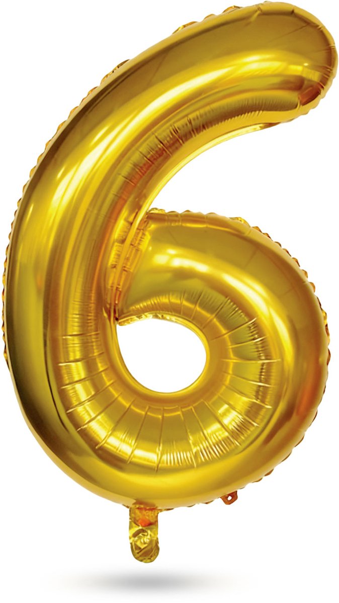 Folie Ballon Cijfer 6 Goud - XL Helium Ballon Verjaardag - Grote Gouden Nummer Ballon - Herbruikbare Folieballon - Feestdecoratie Voor Verjaardag, Jubileum en Party [58084-06]