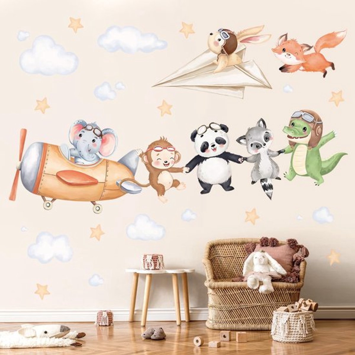 SPHProducts - Muurstickers - Vliegtuigen Dier - Wanddecoratie voor