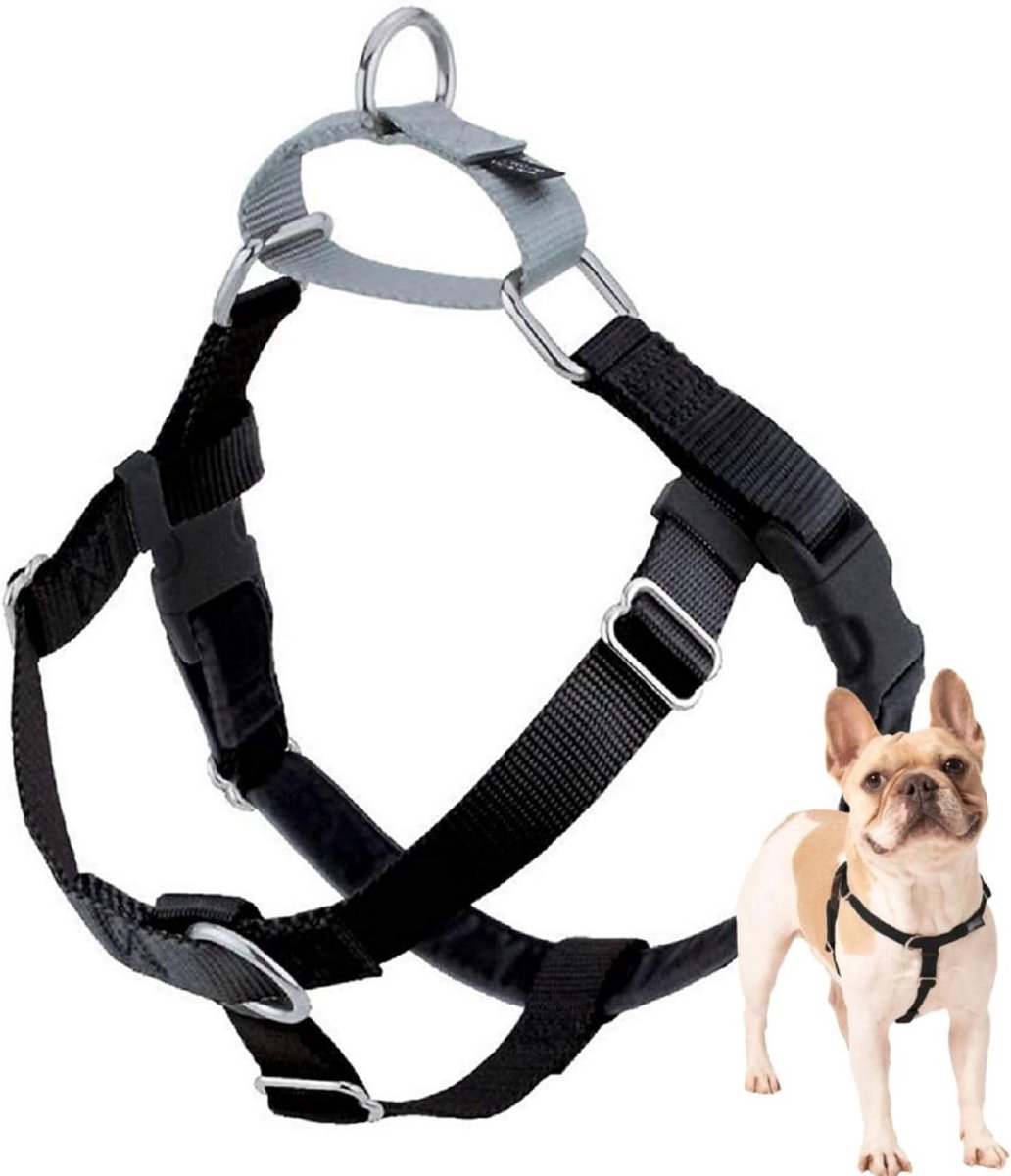 Honden Harnas - Anti-trek tuig - Veilig wandelen - Gepatenteerde lus - 5/8-Inch - Zwart