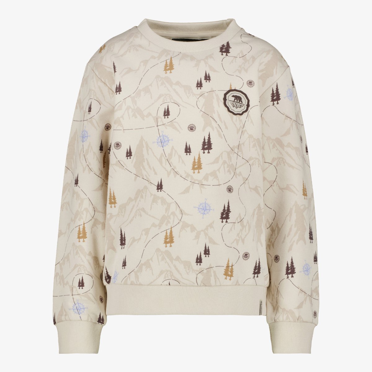 Unsigned jongens sweater met bosprint beige - Maat 92