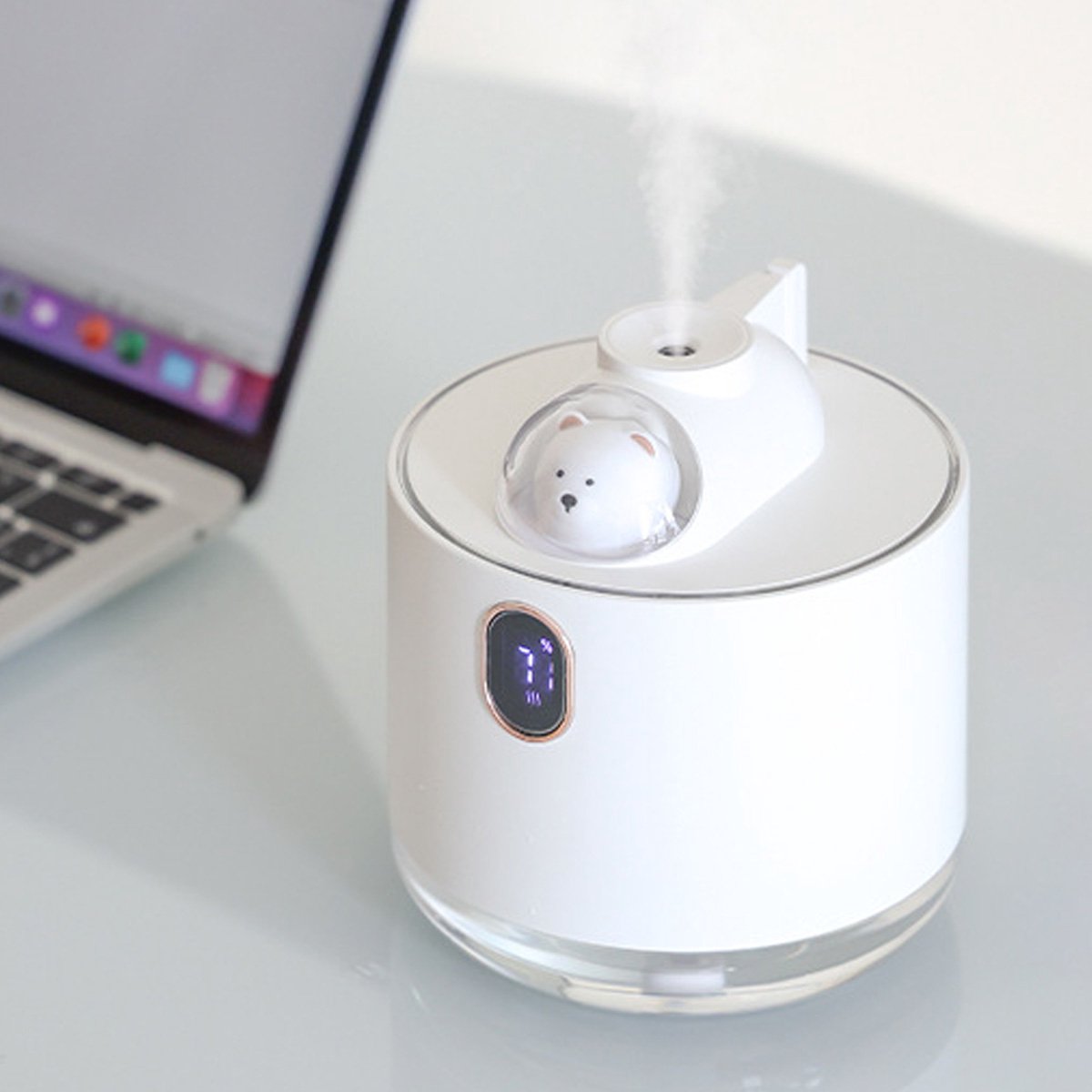 EZYCART S.R.L. Luchtbevochtiger voor de slaapkamer, 500 ml ultrasone luchtbevochtiger (koude nevel) voor thuis, babykamer & planten, stille werking, eenvoudig van bovenaf te vullen, automatische uitschakeling, met accu thumbnail 6