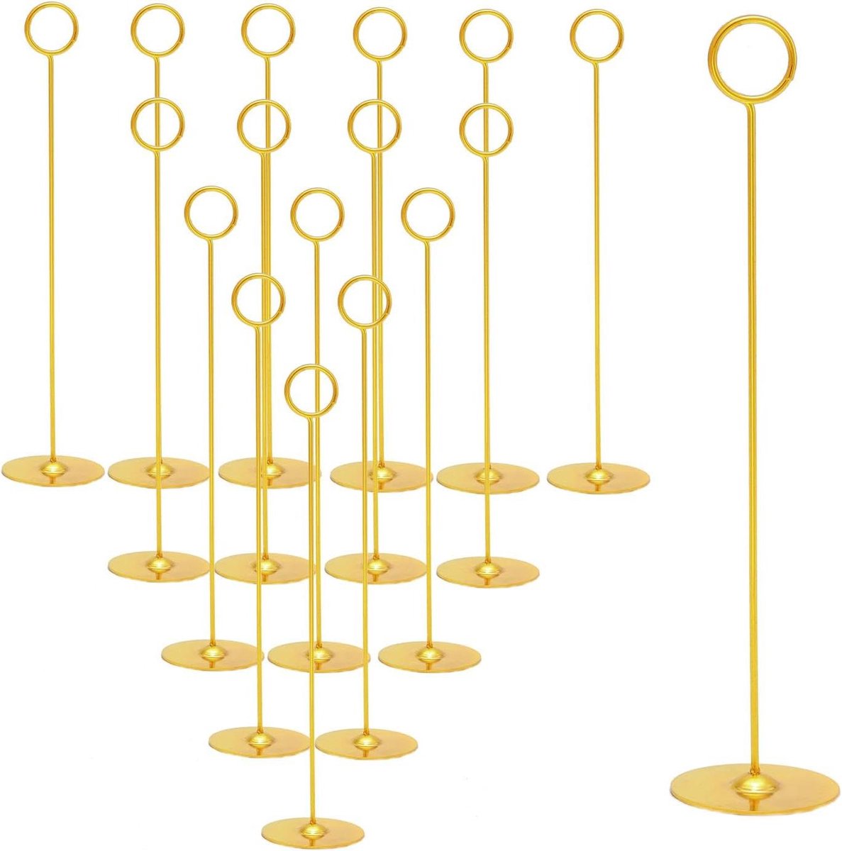 Tafelkaarthouders Set - Kaarthouders Tafel - Feestelijke Decoratie - Stevige Stalen Basis - 16 Stuks - Goud