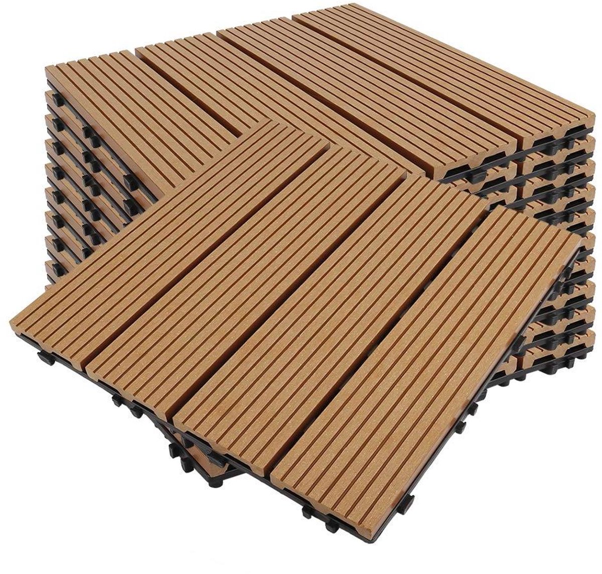 WPC Vlonderplanken - Terrastegels Composiet - Buiten vloeren aanleggen - Snelle drainage en antislip - 1 m² - Tawny