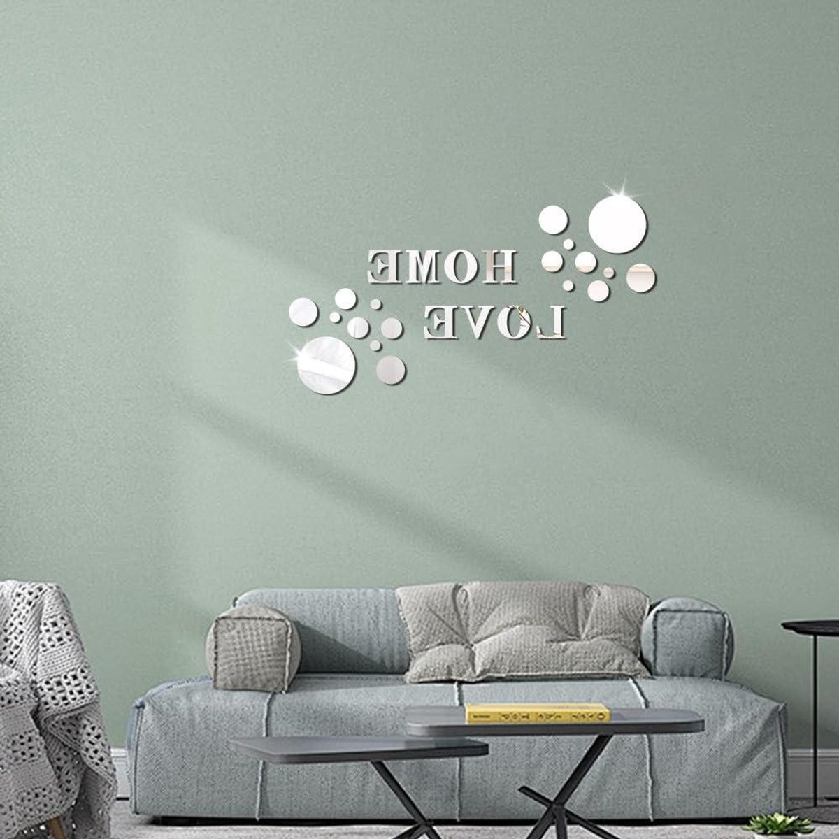 Acryl Spiegel Muurdecoratie - 3D Muurstickers Zilver - Woonkamer Verfraaien - HOME LOVE Le
