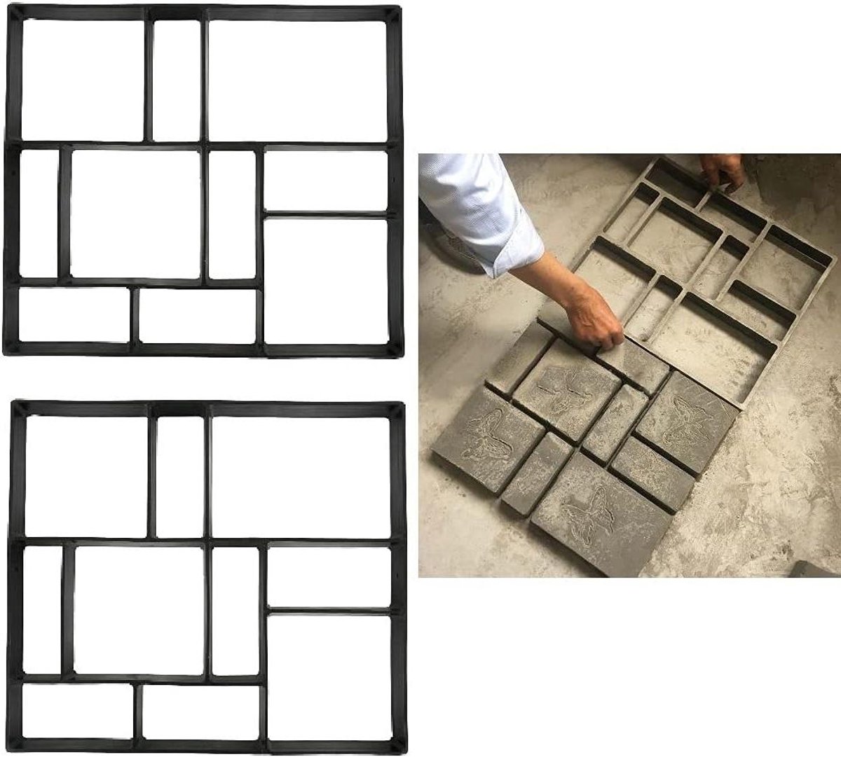Bestratingsvormen Beton - Betonvormen Tuin - Tuinpaden Maken - Herbruikbare Kunststof - 45 x 40 cm - Zwart