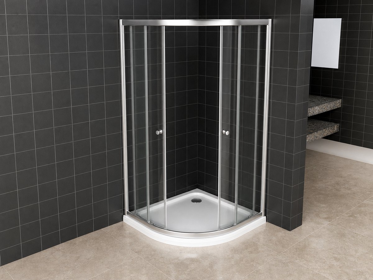 ZIMMER Douchecabine CURVE Kwartrond 80x80 cm Chroom – Schuifdeur Soft-Close – 6 mm Veiligheidsglas – Anti-kalk