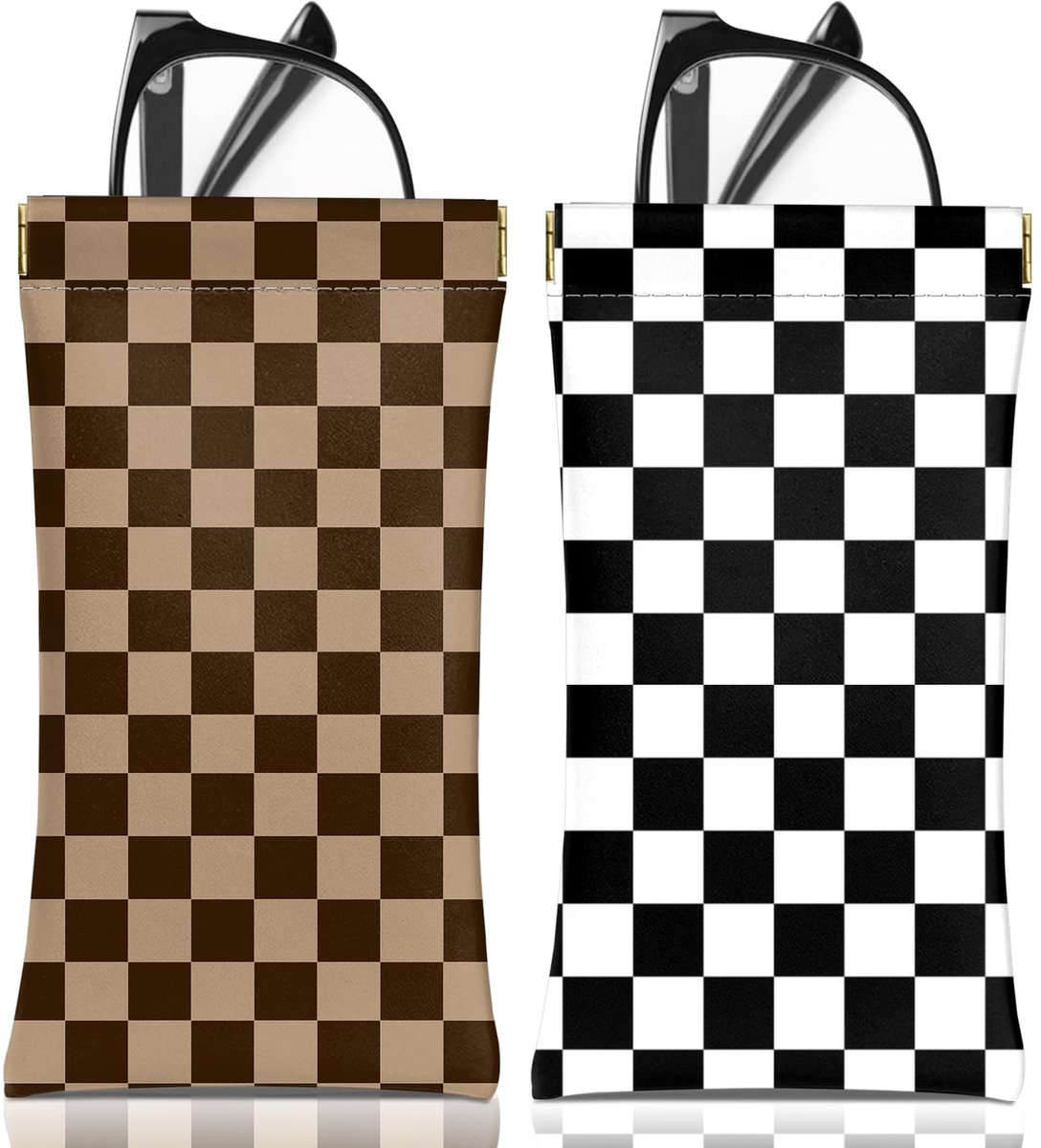 2 STKS Bril Lenzenvloeistof Zonnebril Case Pouch Zacht PU Lederen Leuke Esthetische Met Reinigingsdoek voor Unisex Vrouwen Meisjes