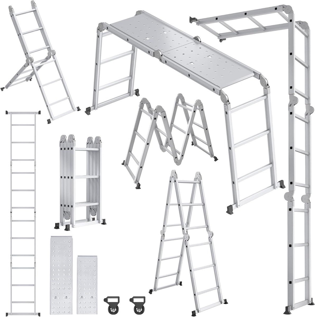 Multifunctionele Ladder - Vouwladder Steigerladder - Klus Werk - Telescopisch Ontwerp - 34 m - Aluminium