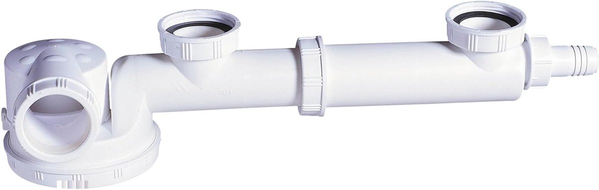 Sifon Dubbele Spoelbak - Afvoer Set - Voorkomt Geur - Ruimtebesparend Ontwerp - Ø40 mm - Wit