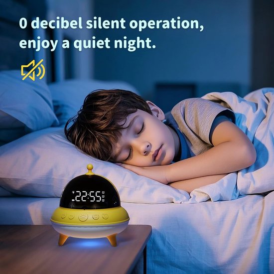 Kinderwekker UFO - Nachtlamp - Tijd Leren - 7 Kleuren LED - 15 Dagen Batterij - Wit — afbeelding 3