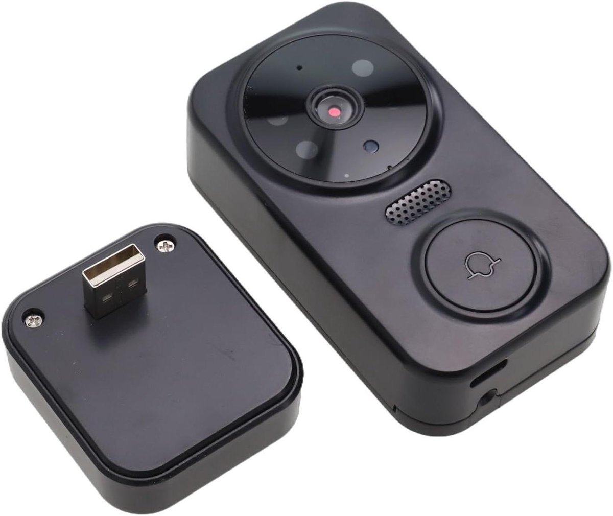 Slimme Deurbel - Video Intercom - Beveiliging Thuis - Draadloze Wifi Connectie - 10 x 10 x 3 cm - Zwart