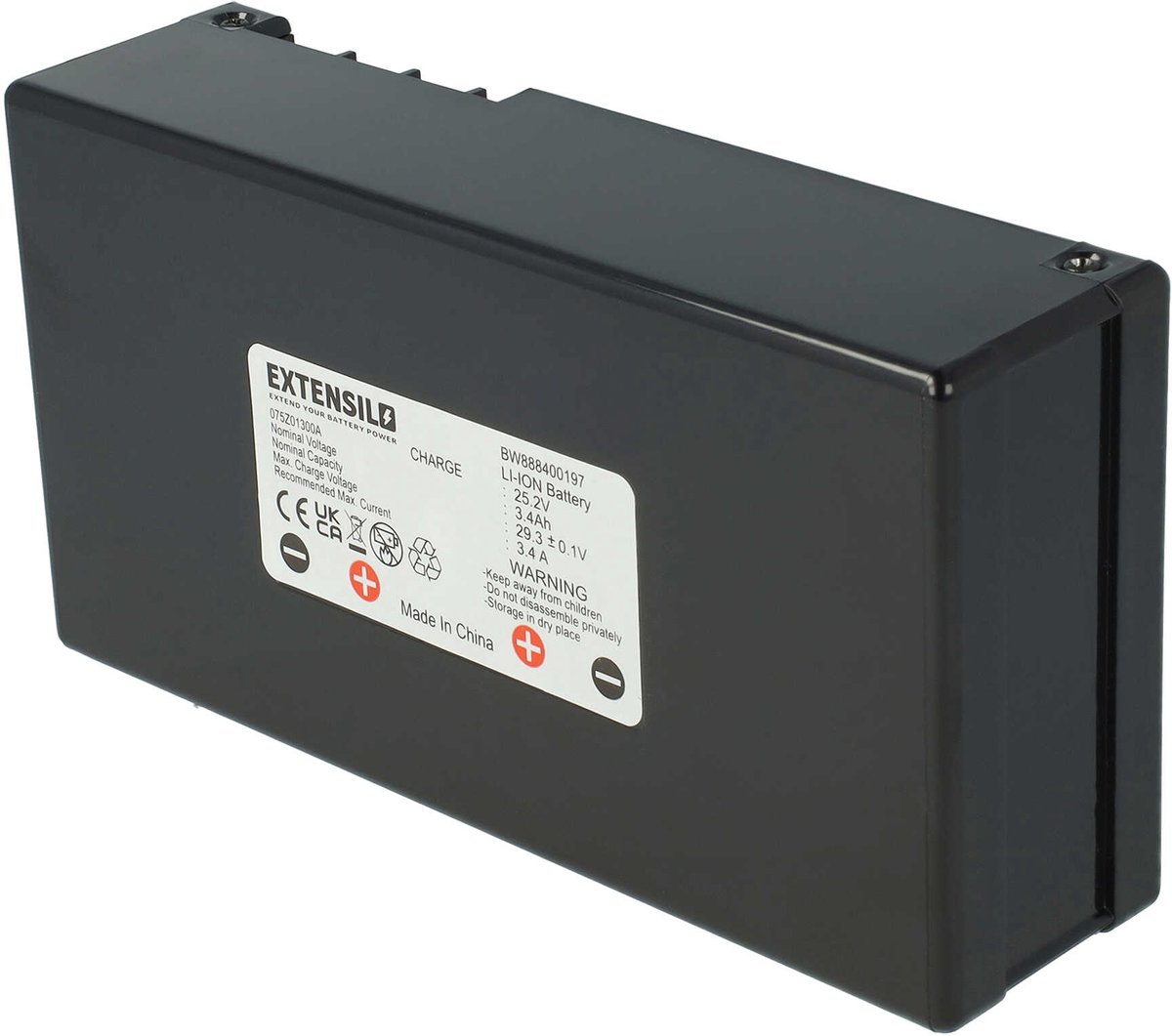 EXTENSILO-accu compatibel met Ambrogio L 60 b, L 30e lite +, L35 Deluxe, L50, L30e Lite +, L32, L 50, L35 grasmaaiers (3400mAh 25,2V Li-Ion)