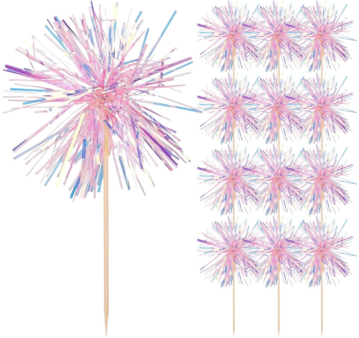 42 stuks Happy Birthday cupcake-decoratie, vuurwerk, taartdecoratie, voor verjaardag, Kerstmis, Nieuwjaar